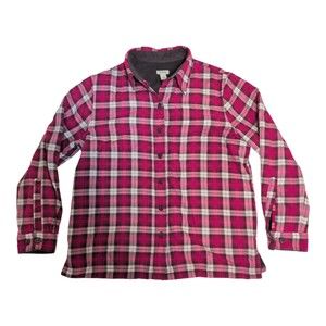 L.L. Bean‎ Pink Plaid Flannel Button-Up Shirt, XS